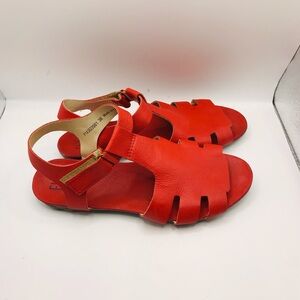 Fly London Red Leather Open-Toe Sandals